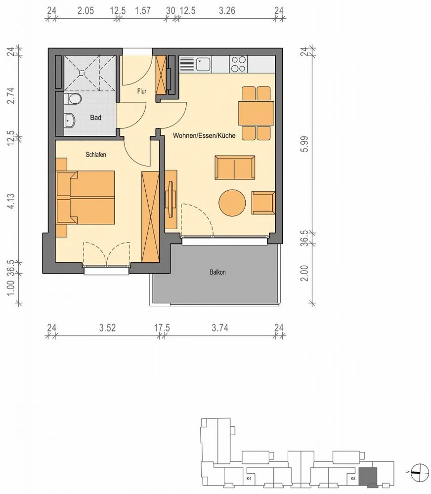2 Zimmer Wohnung mit 47 m² in Düsseldorf – Bild 1
