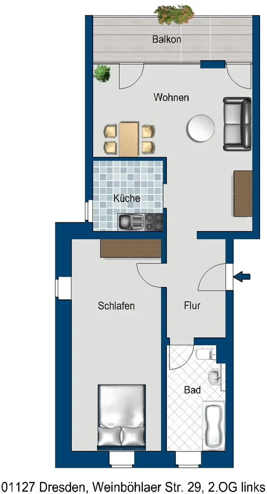 2 Zimmer Wohnung mit 65 m² in Dresden – Bild 2