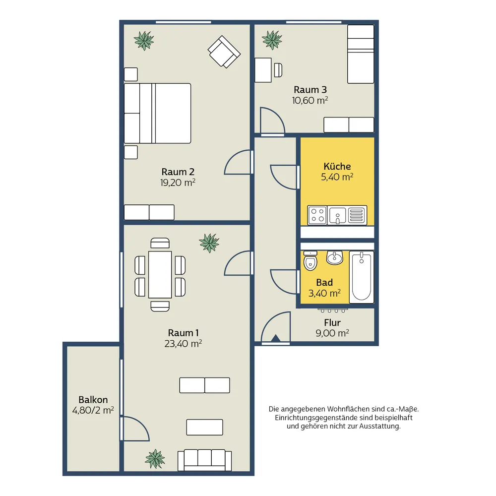 3 Zimmer Wohnung mit 74 m² in Leipzig – Bild 2