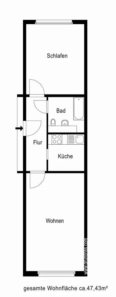 2 Zimmer Wohnung mit 47 m² in Dresden – Bild 6
