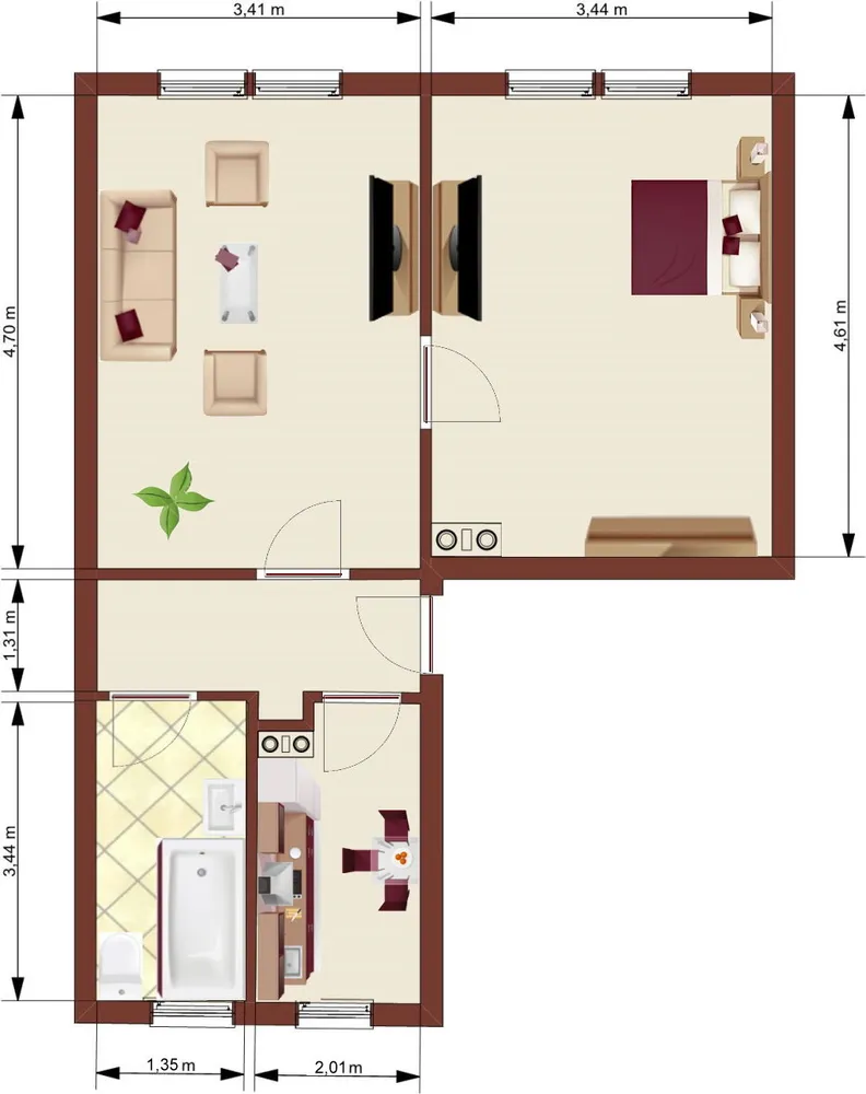 2 Zimmer Wohnung mit 46 m² in Löbau – Bild 3