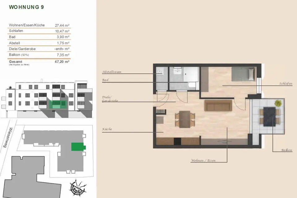 2 Zimmer Wohnung mit 50 m² in Würzburg – Bild 5