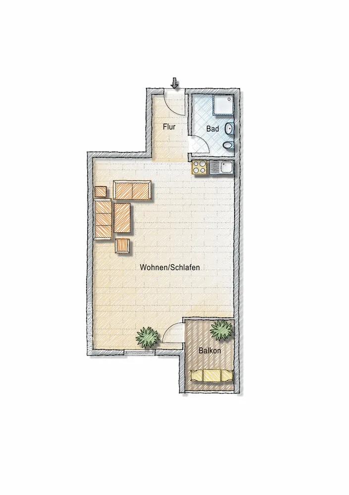 1 Zimmer Wohnung mit 50 m² in München – Bild 3
