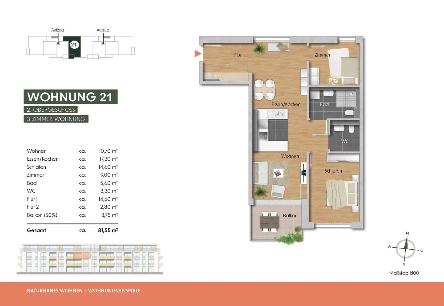 3 Zimmer Wohnung mit 82 m² in Rottenburg am Neckar – Bild 2
