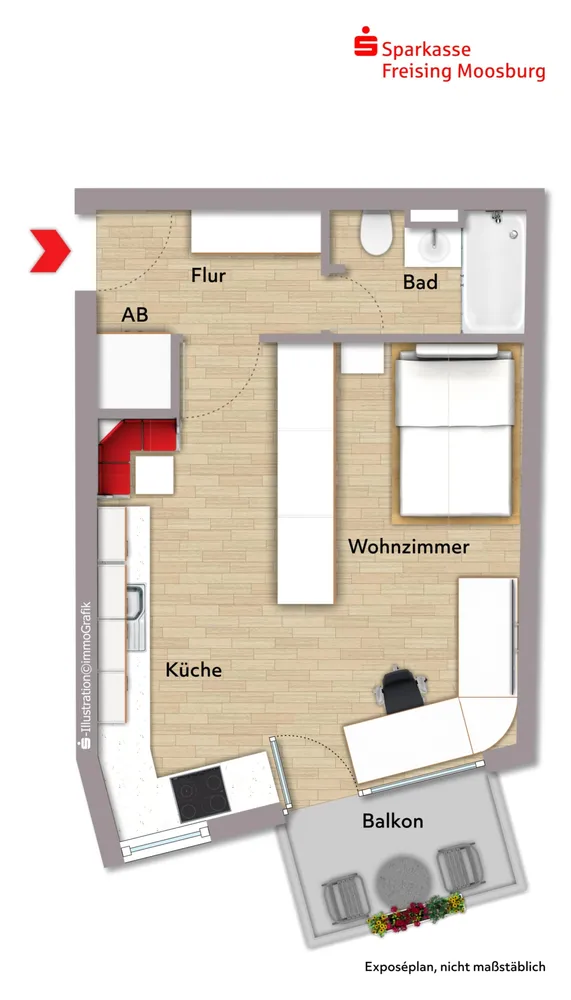 1 Zimmer Wohnung mit 32 m² in München – Bild 3