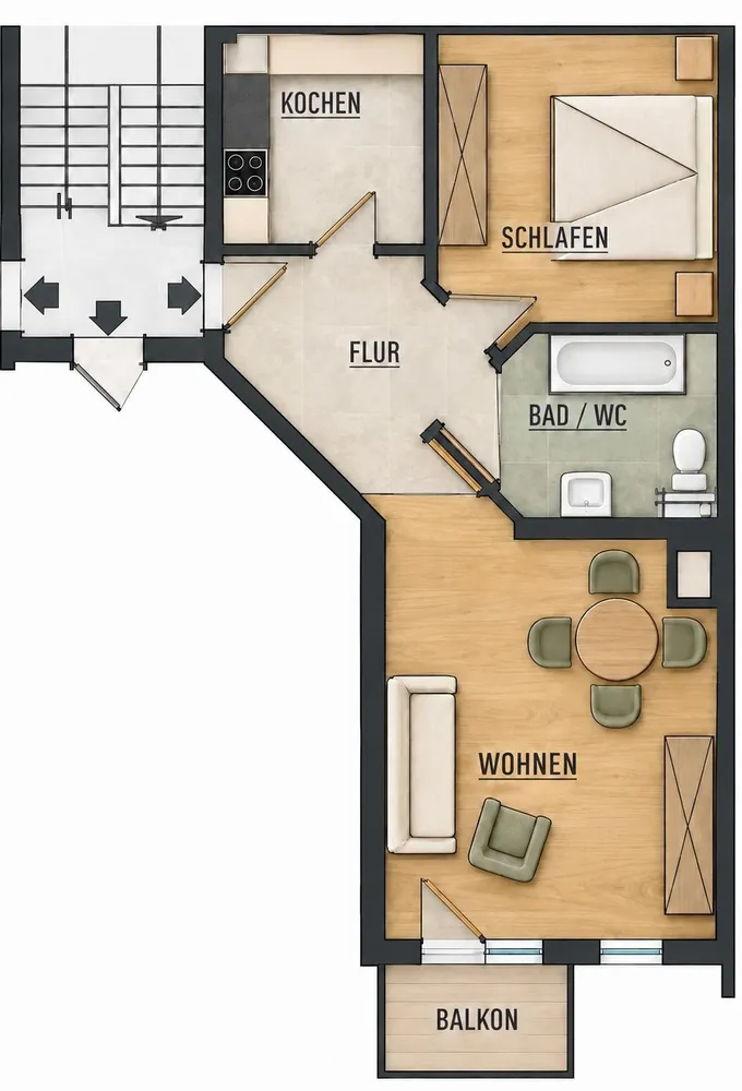 2 Zimmer Wohnung mit 56 m² in Leipzig – Bild 2