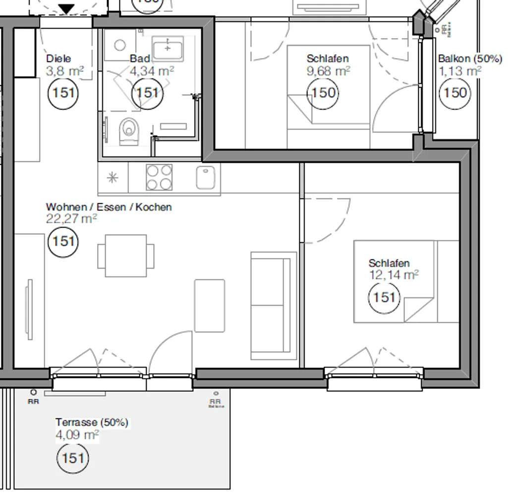 2 Zimmer Wohnung mit 47 m² in München – Bild 2