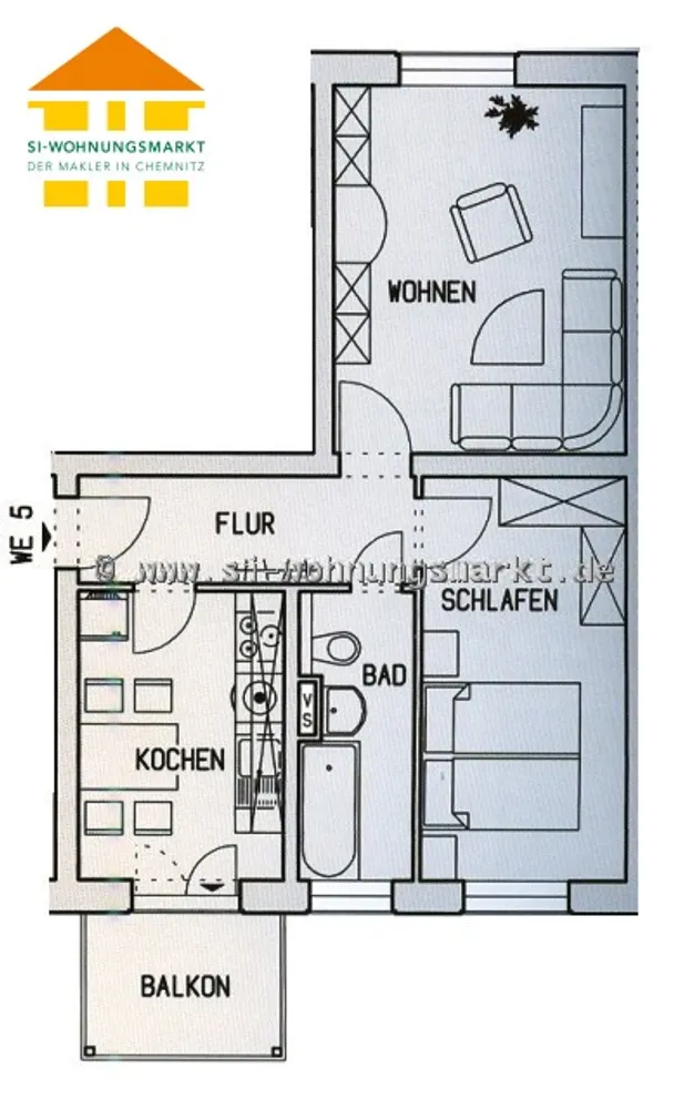 2 room apartment with 51 m² in Chemnitz – Photo 2