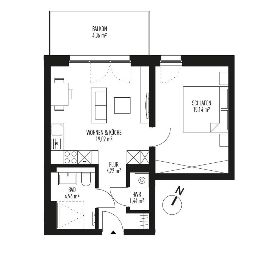 2 Zimmer Wohnung mit 49 m² in Königs Wusterhausen – Bild 2