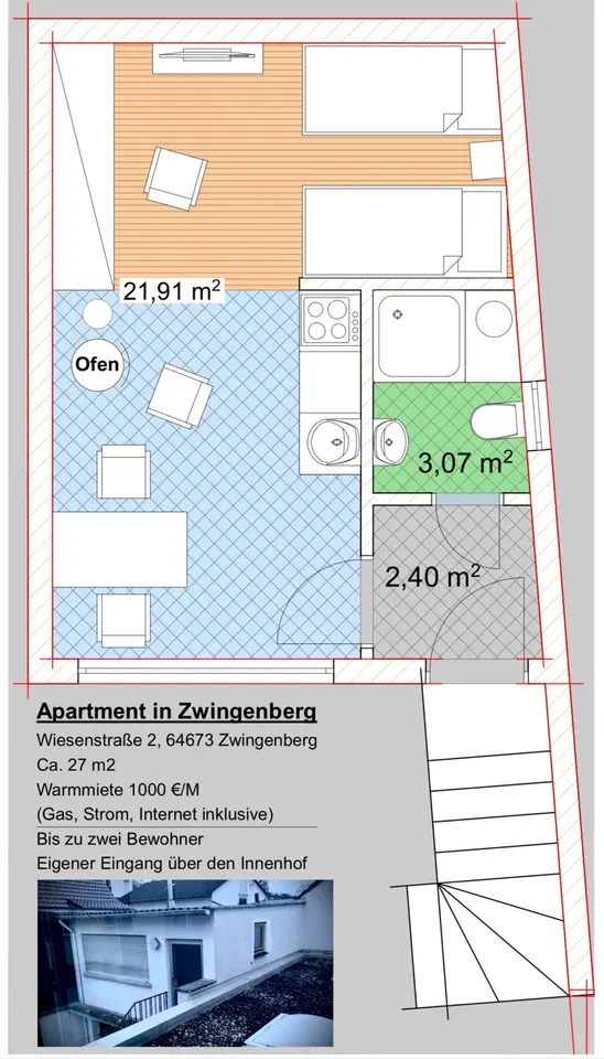 Studio mit 27 m² in Heppenheim – Bild 4