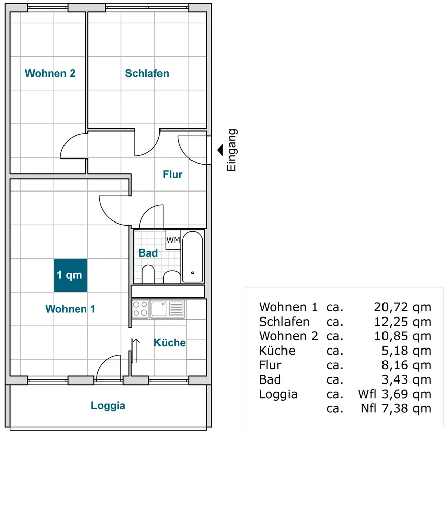 3 Zimmer Wohnung mit 64 m² in Dresden – Bild 2