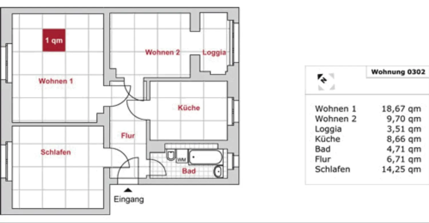 3 Zimmer Wohnung mit 63 m² in Dresden – Bild 2