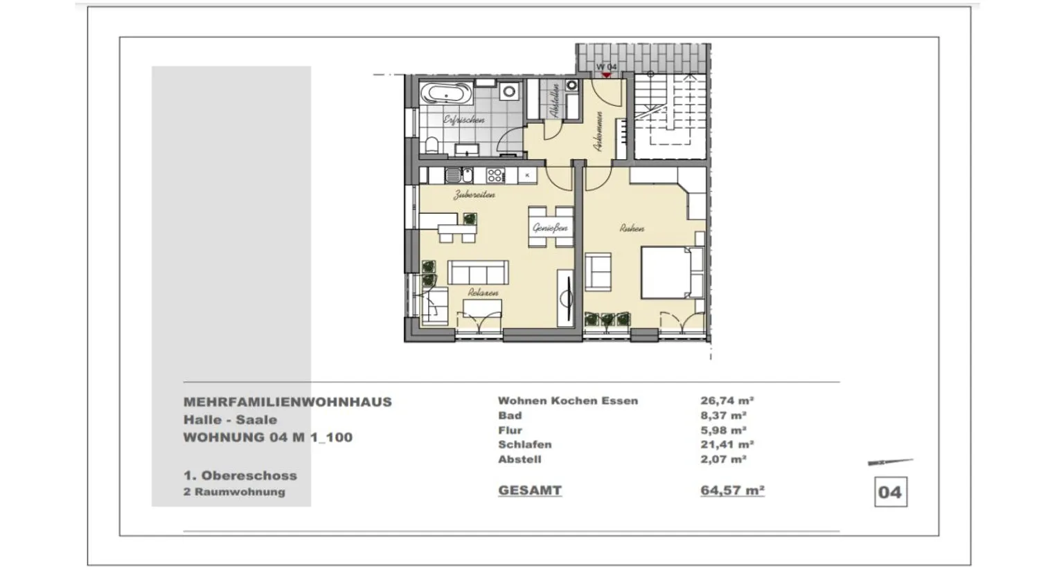 2 Zimmer Wohnung mit 65 m² in Halle (Saale) – Bild 2