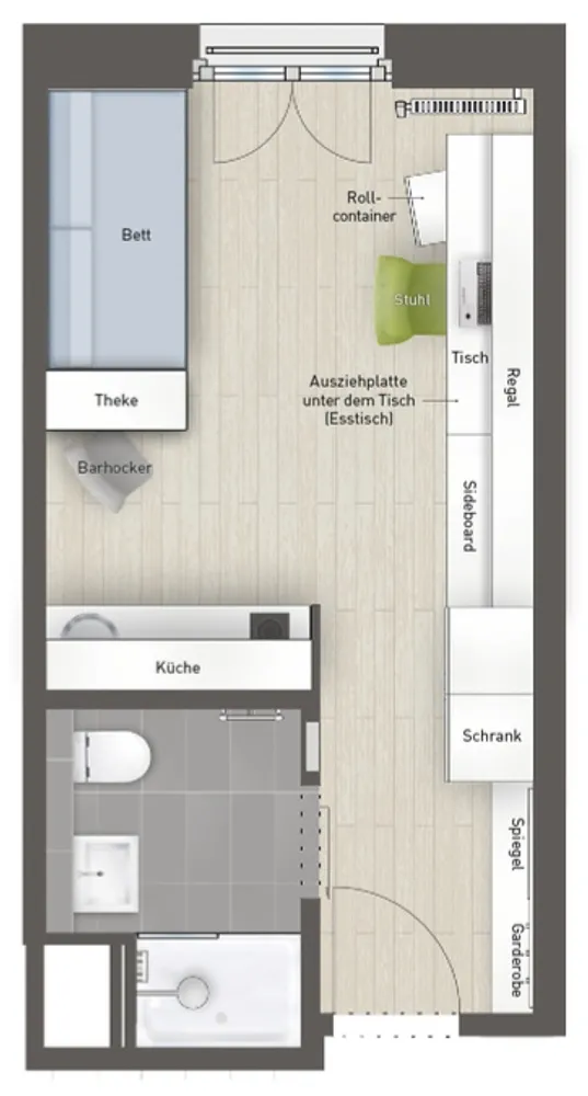 1 Zimmer Wohnung mit 21 m² in München – Bild 3