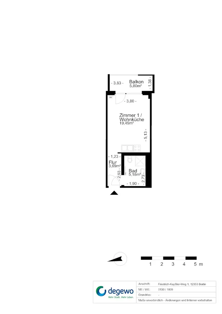 1 Zimmer Wohnung mit 31 m² in Berlin – Bild 3