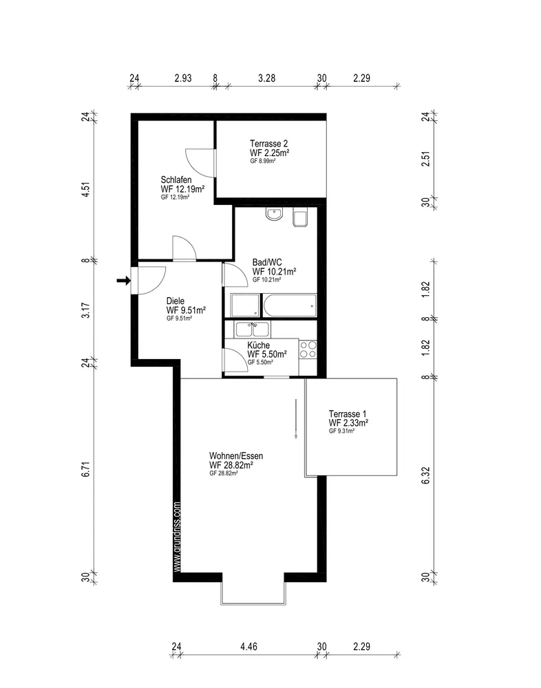 3 Zimmer Wohnung mit 73 m² in Darmstadt – Bild 2