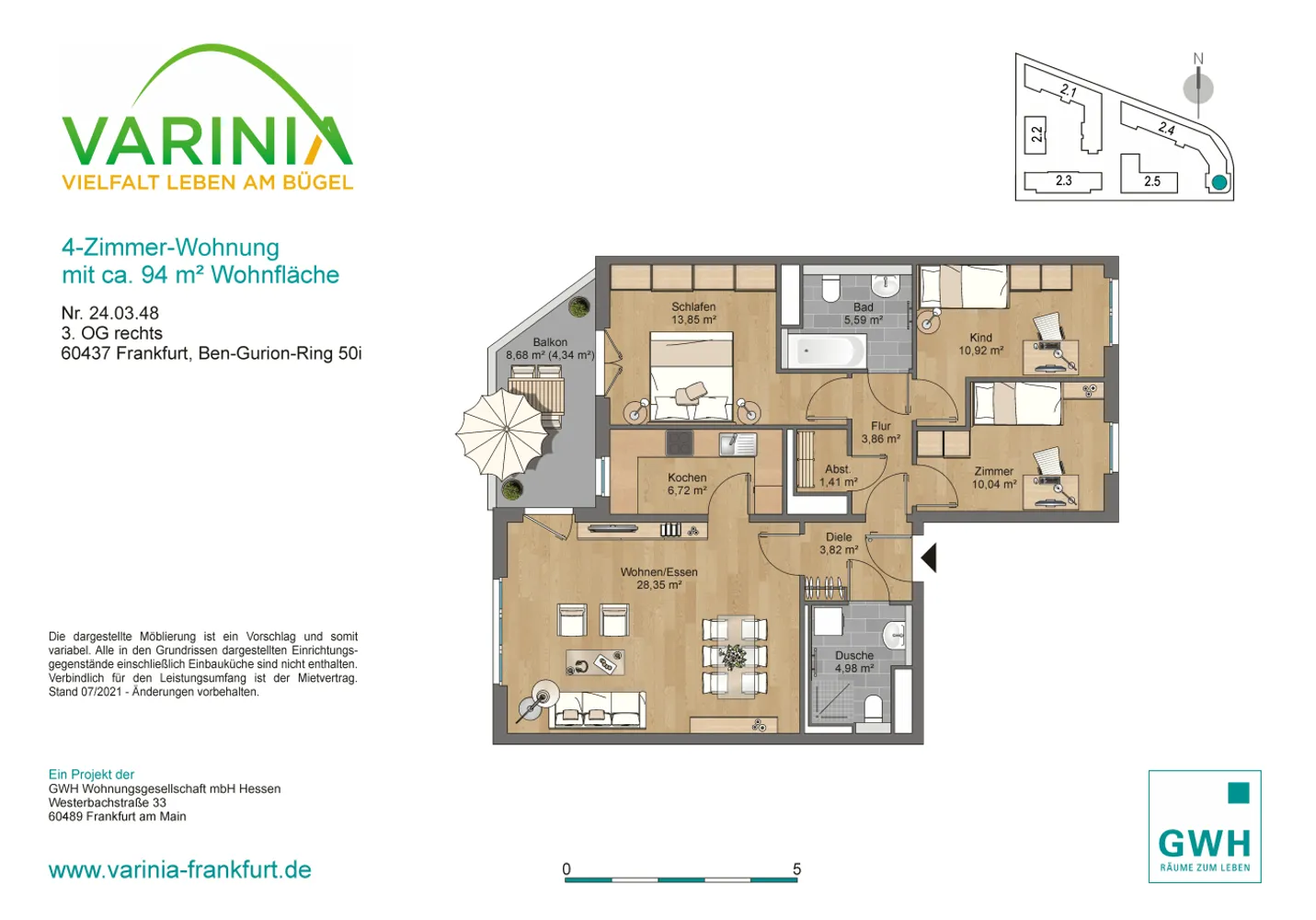 4 Zimmer Wohnung mit 94 m² in Frankfurt am Main – Bild 2