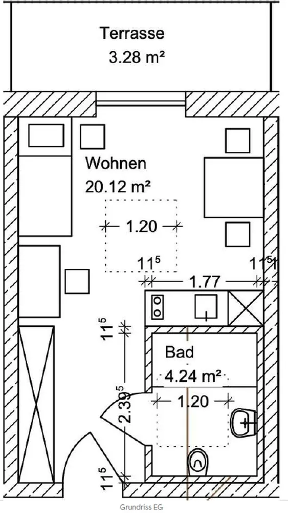 1 Zimmer Wohnung mit 28 m² in Passau – Bild 1