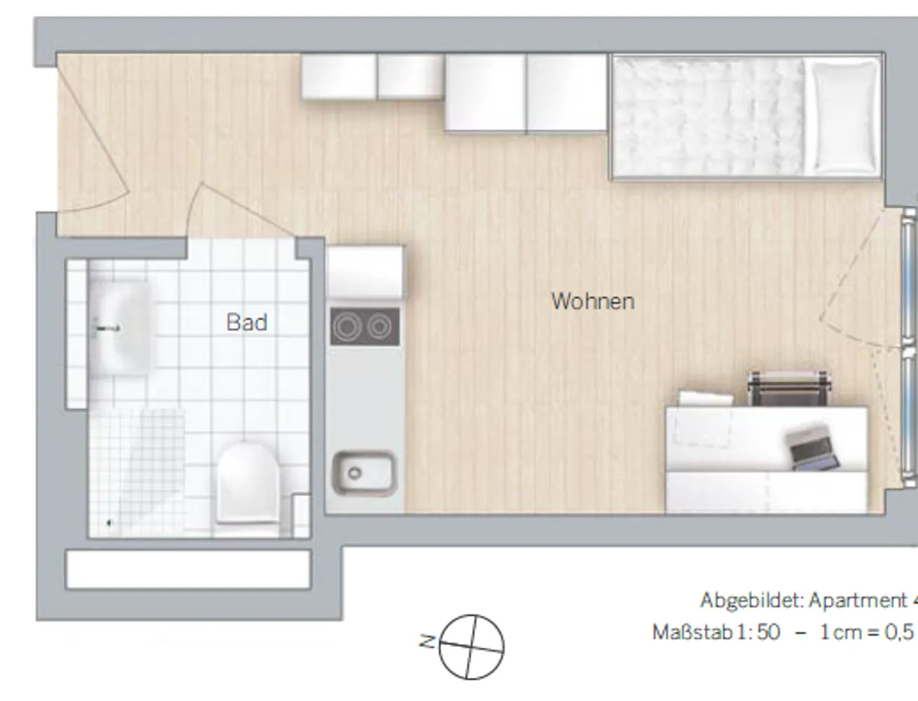 1 Zimmer Wohnung mit 19 m² in München – Bild 4