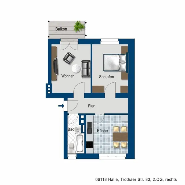 2 Zimmer Wohnung mit 50 m² in Halle (Saale) – Bild 5