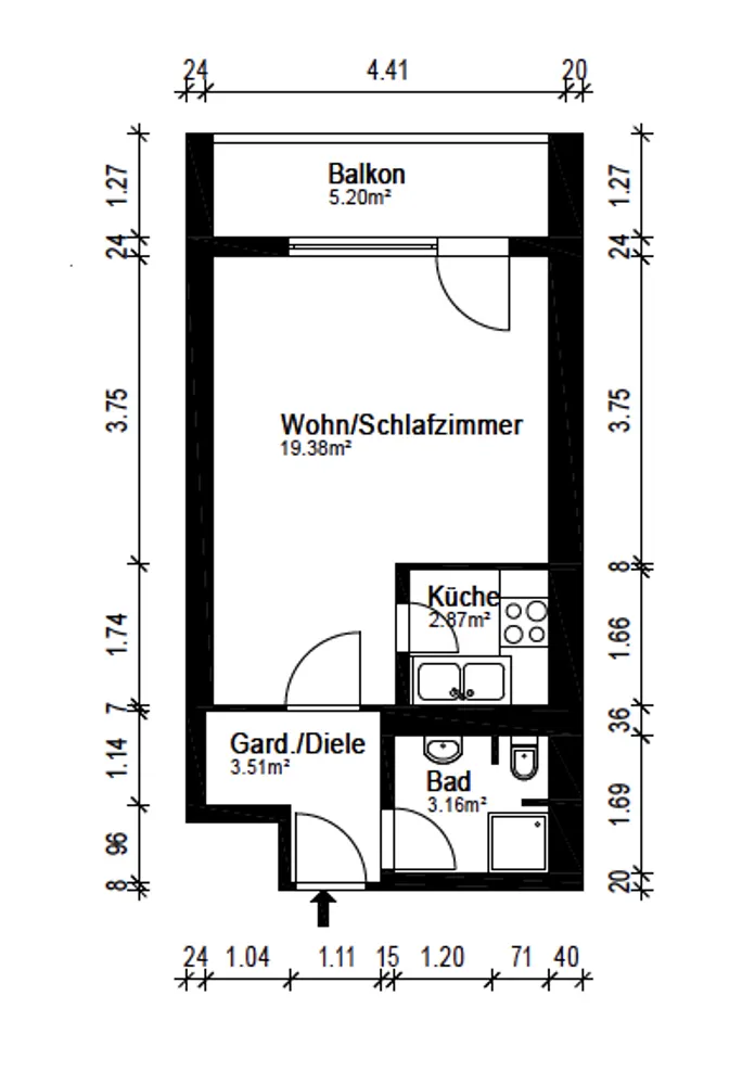 1 Zimmer Wohnung mit 32 m² in Köln – Bild 11