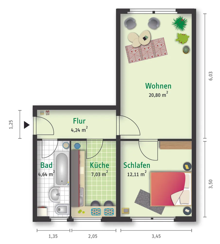 2 Zimmer Wohnung mit 49 m² in Halle (Saale) – Bild 5