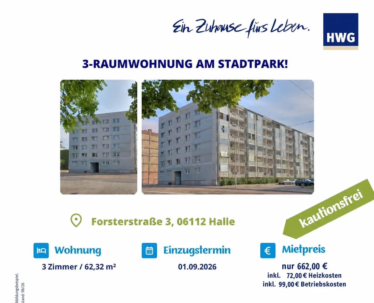 3 Zimmer Wohnung mit 62 m² in Halle (Saale) – Bild 2