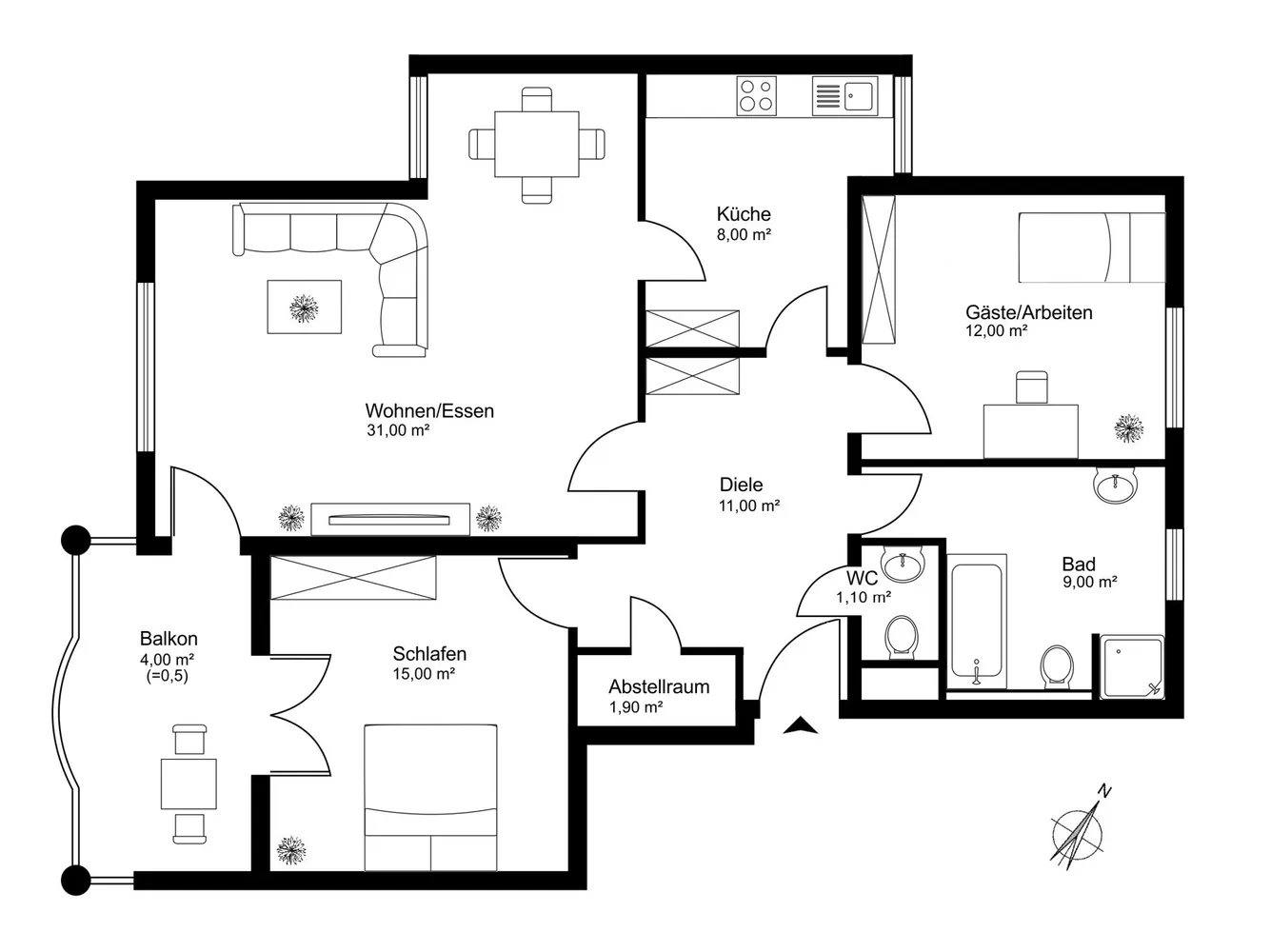 3 room apartment with 93 m² in Munich – Photo 4