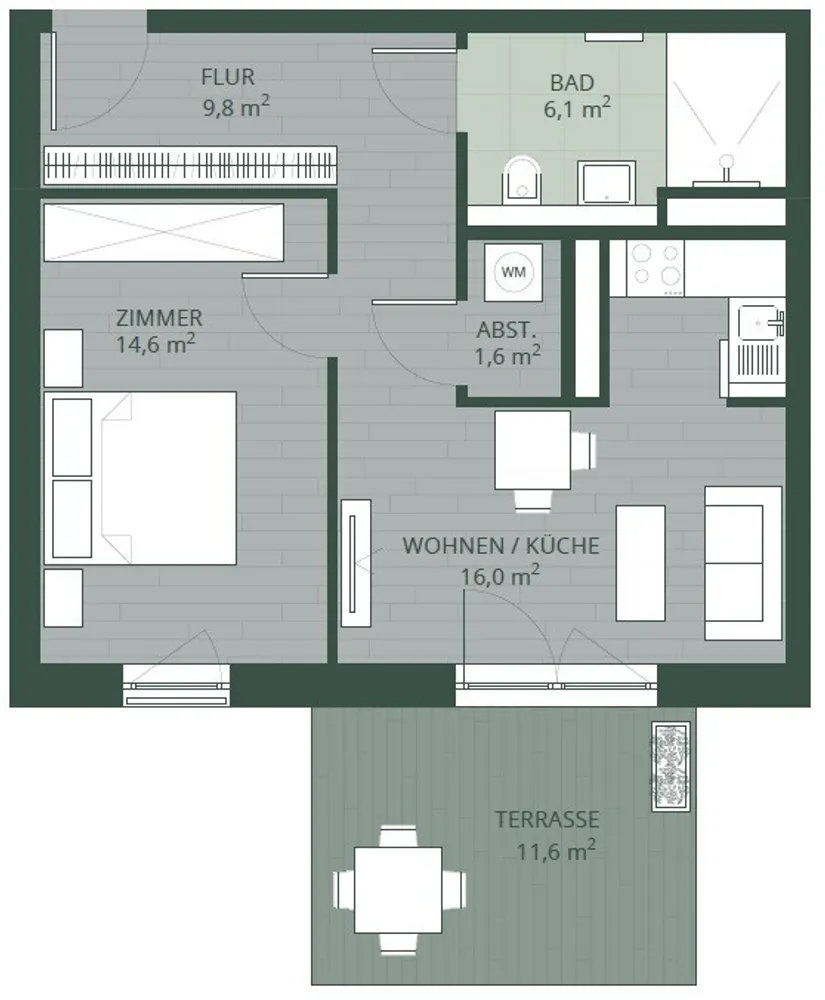 2 Zimmer Wohnung mit 52 m² in Hamburg – Bild 2