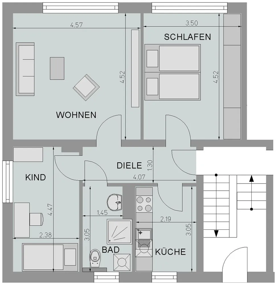 3 Zimmer Wohnung mit 62 m² in Duisburg – Bild 2
