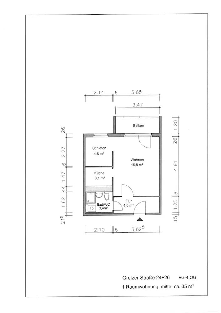 1 Zimmer Wohnung mit 35 m² in Gera – Bild 3