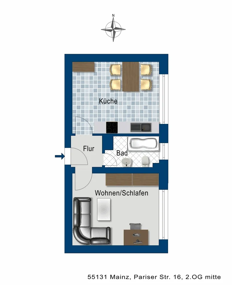 1 Zimmer Wohnung mit 34 m² in Mainz – Bild 2