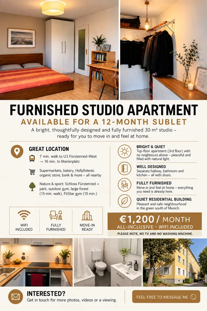 1 room apartment with 27 m² in Munich – Photo 8