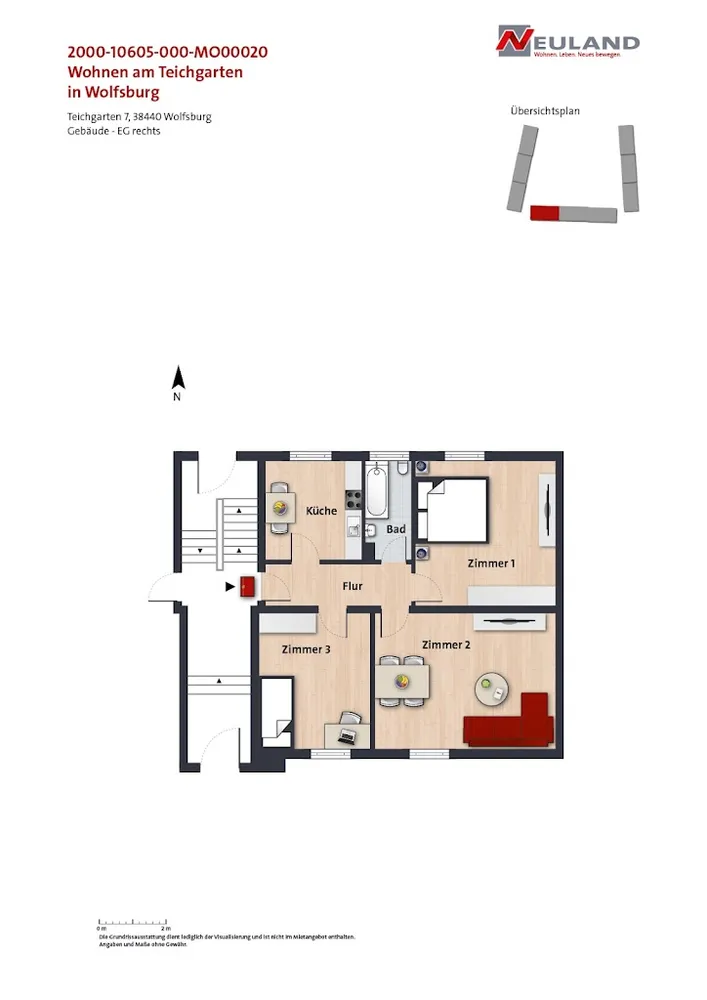 3 Zimmer Wohnung mit 72 m² in Wolfsburg – Bild 1
