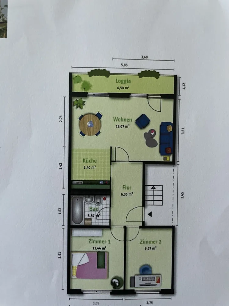 3 Zimmer Wohnung mit 59 m² in Halle (Saale) – Bild 2