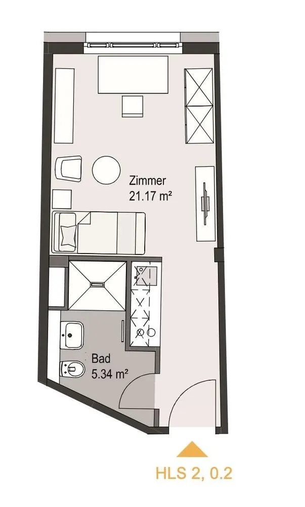 1 Zimmer Wohnung mit 27 m² in Mannheim – Bild 2