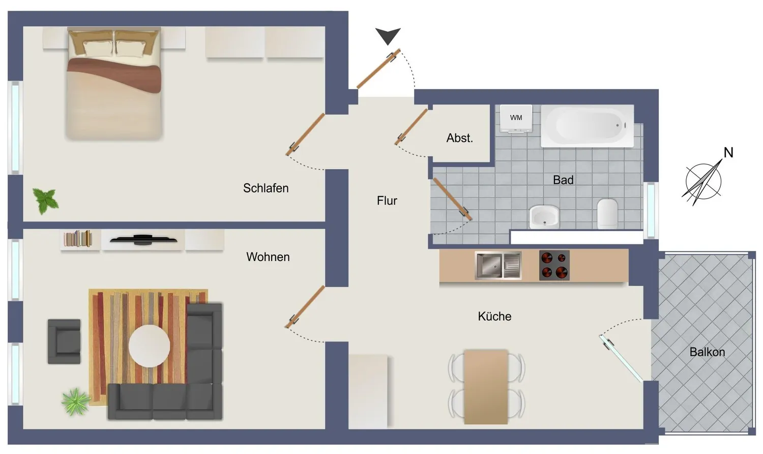 2 room apartment with 59 m² in Rostock – Photo 9