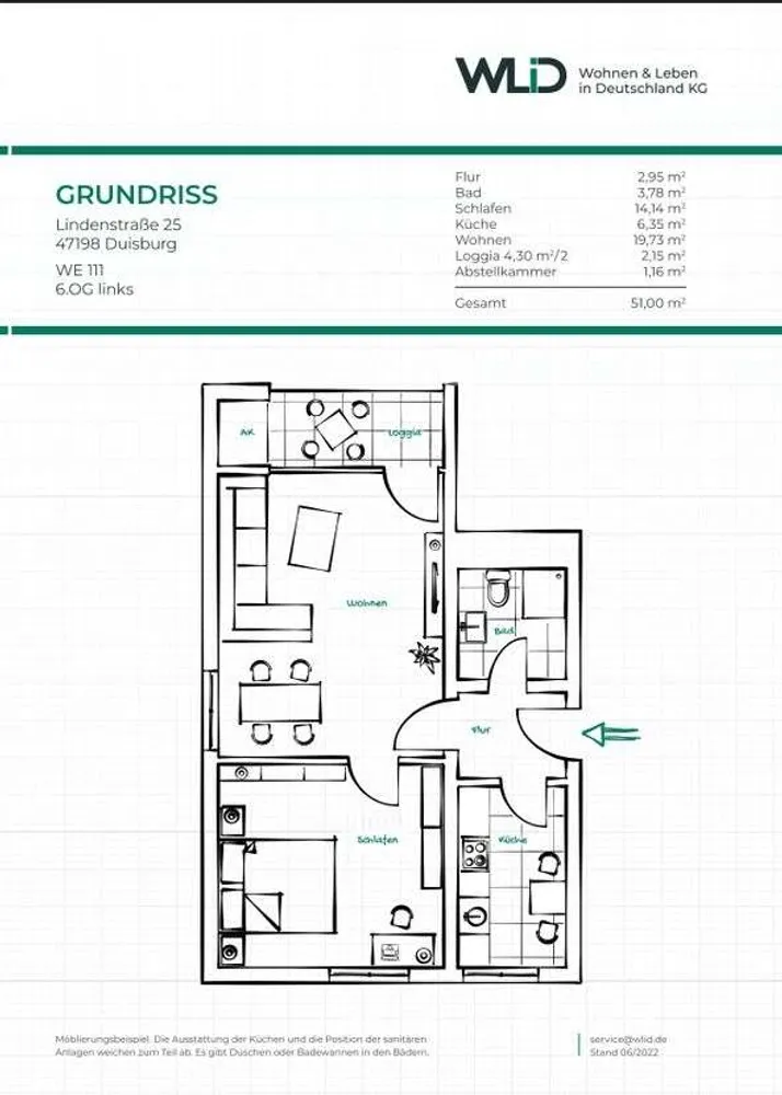 2 Zimmer Wohnung mit 51 m² in Duisburg – Bild 7