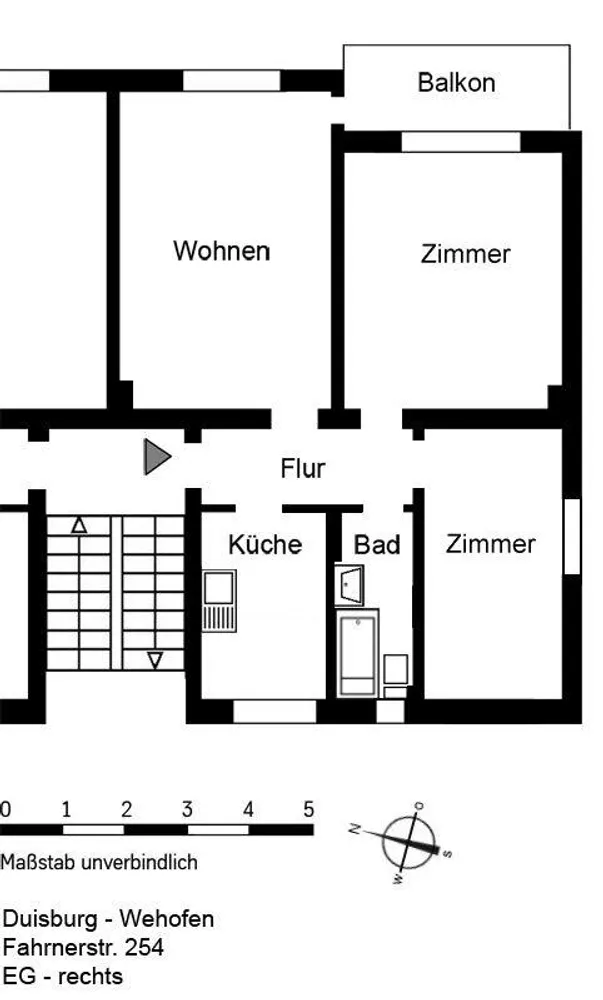 4 Zimmer Wohnung mit 59 m² in Duisburg – Bild 2