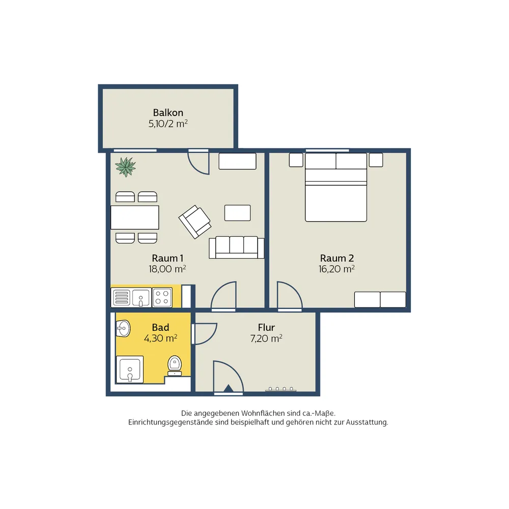 2 room apartment with 48 m² in Leipzig – Photo 2