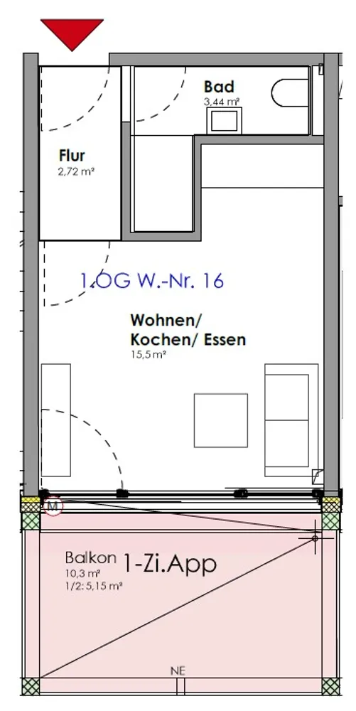 1 Zimmer Wohnung mit 27 m² in Kaiserslautern – Bild 3