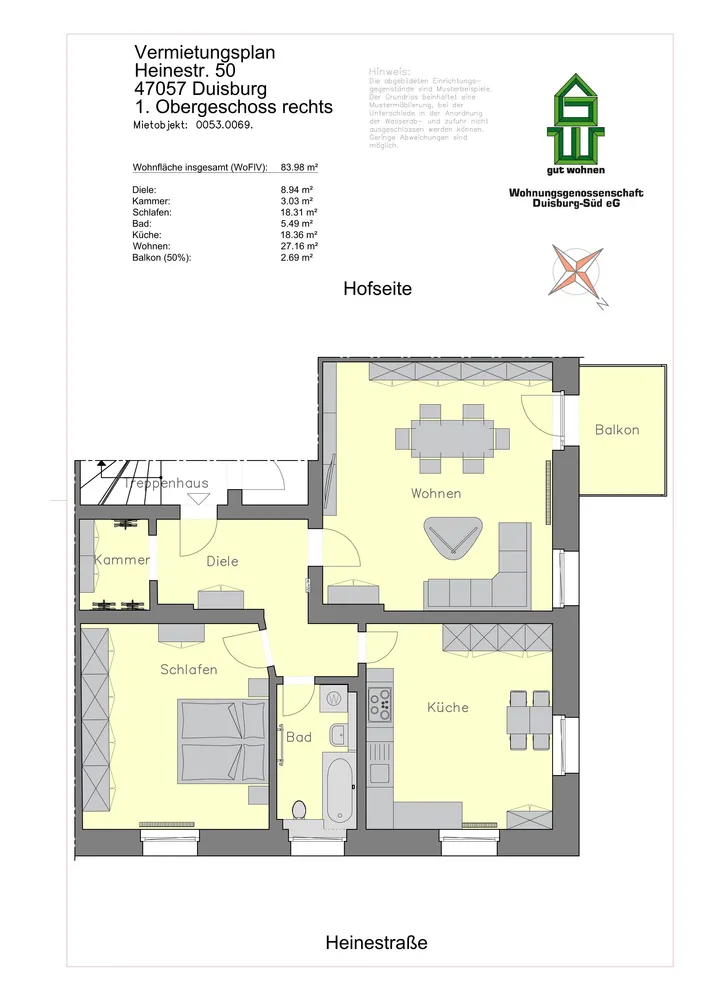 2 Zimmer Wohnung mit 84 m² in Duisburg – Bild 3