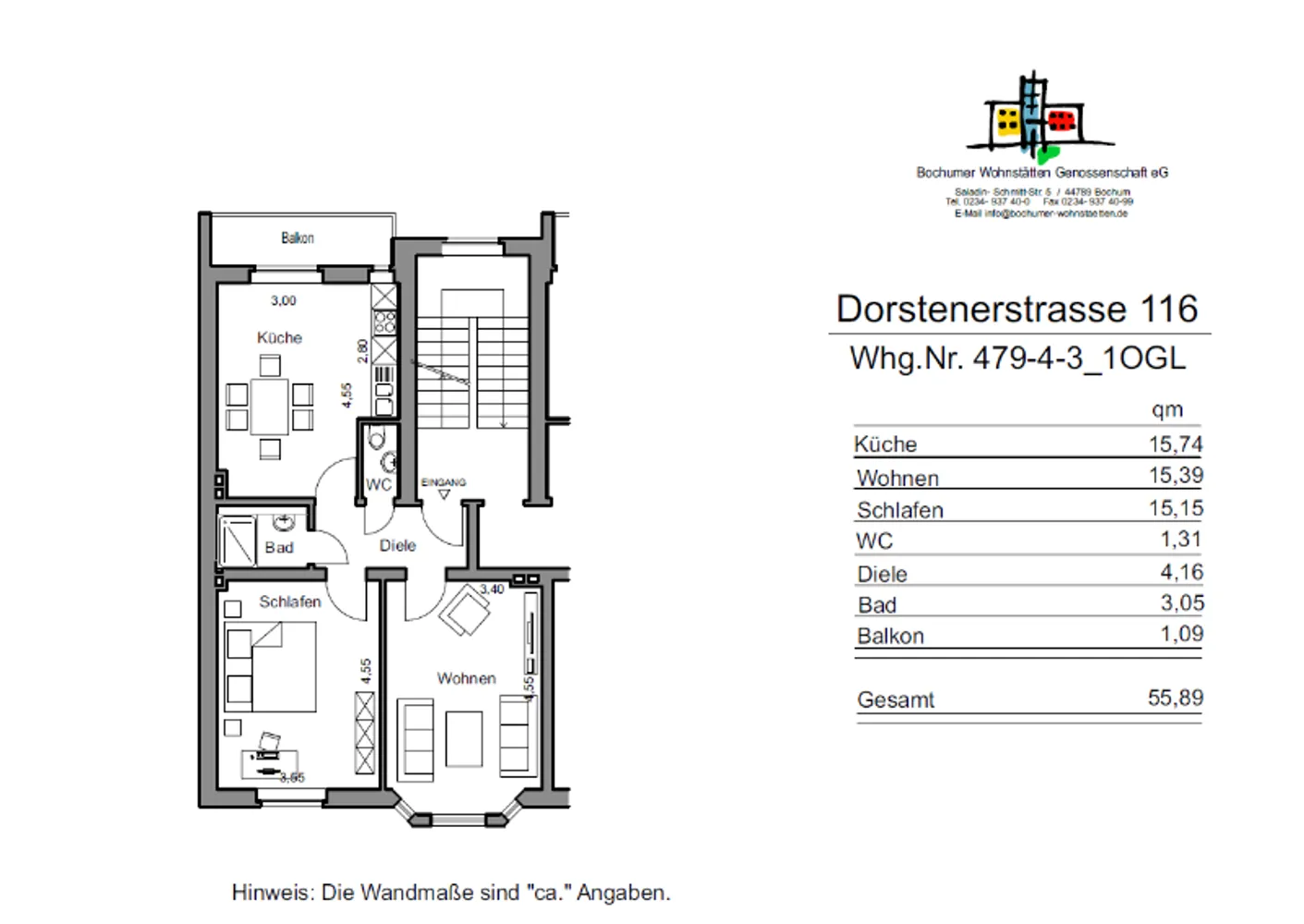 2 room apartment with 56 m² in Bochum – Photo 8