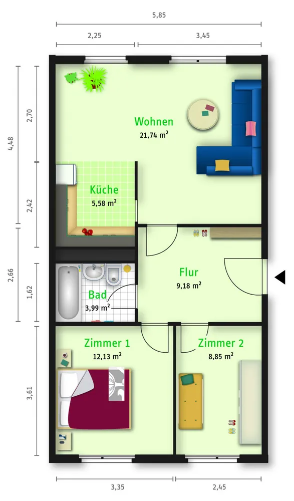 3 Zimmer Wohnung mit 65 m² in Halle (Saale) – Bild 2