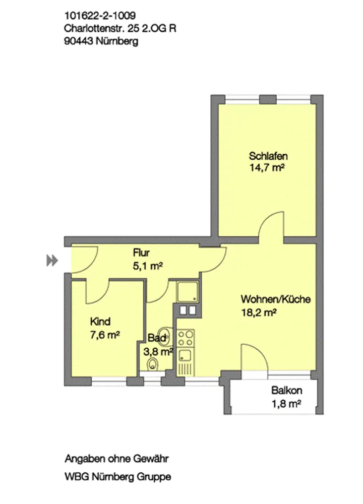 3 Zimmer Wohnung mit 49 m² in Nürnberg – Bild 11