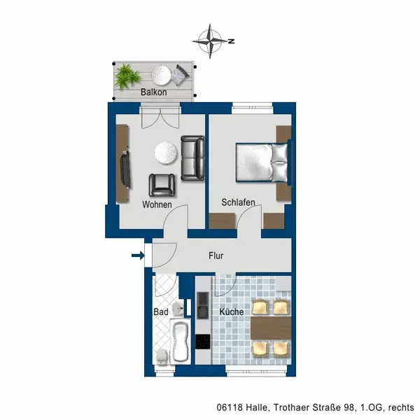 2 Zimmer Wohnung mit 47 m² in Halle (Saale) – Bild 5
