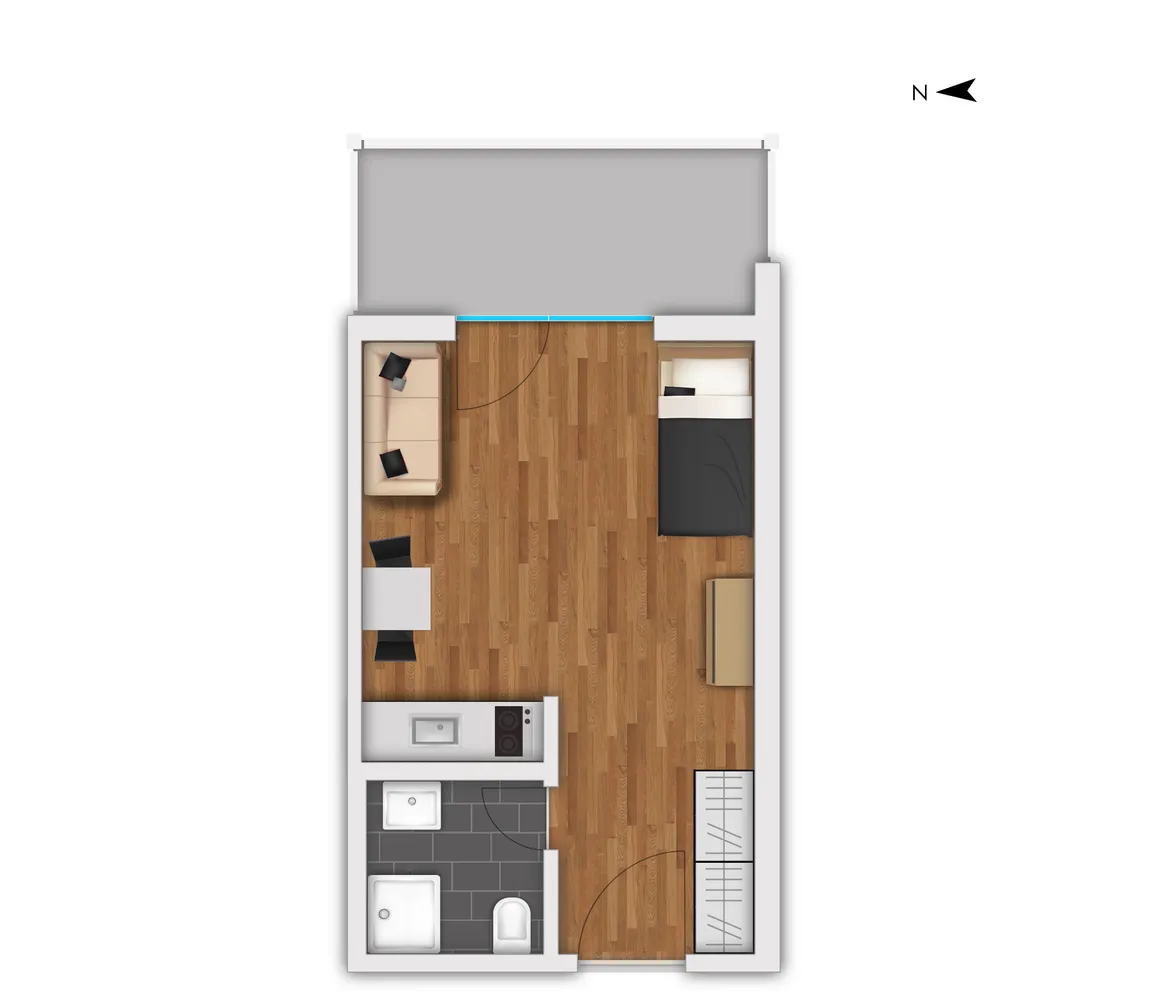 1 Zimmer Wohnung mit 26 m² in München – Bild 7
