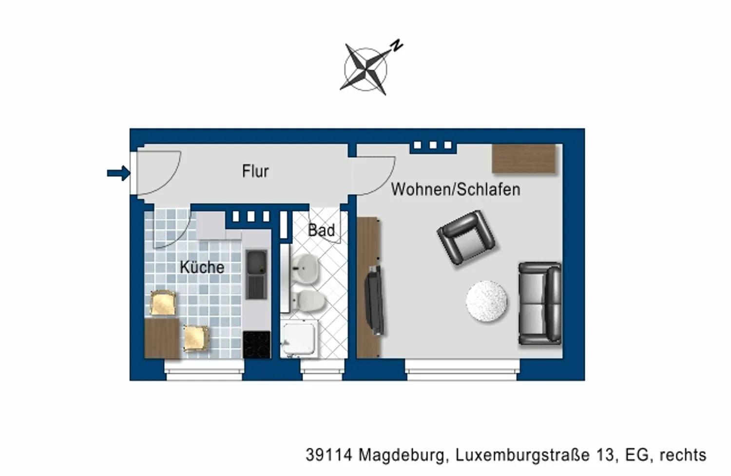 1 Zimmer Wohnung mit 33 m² in Magdeburg – Bild 7