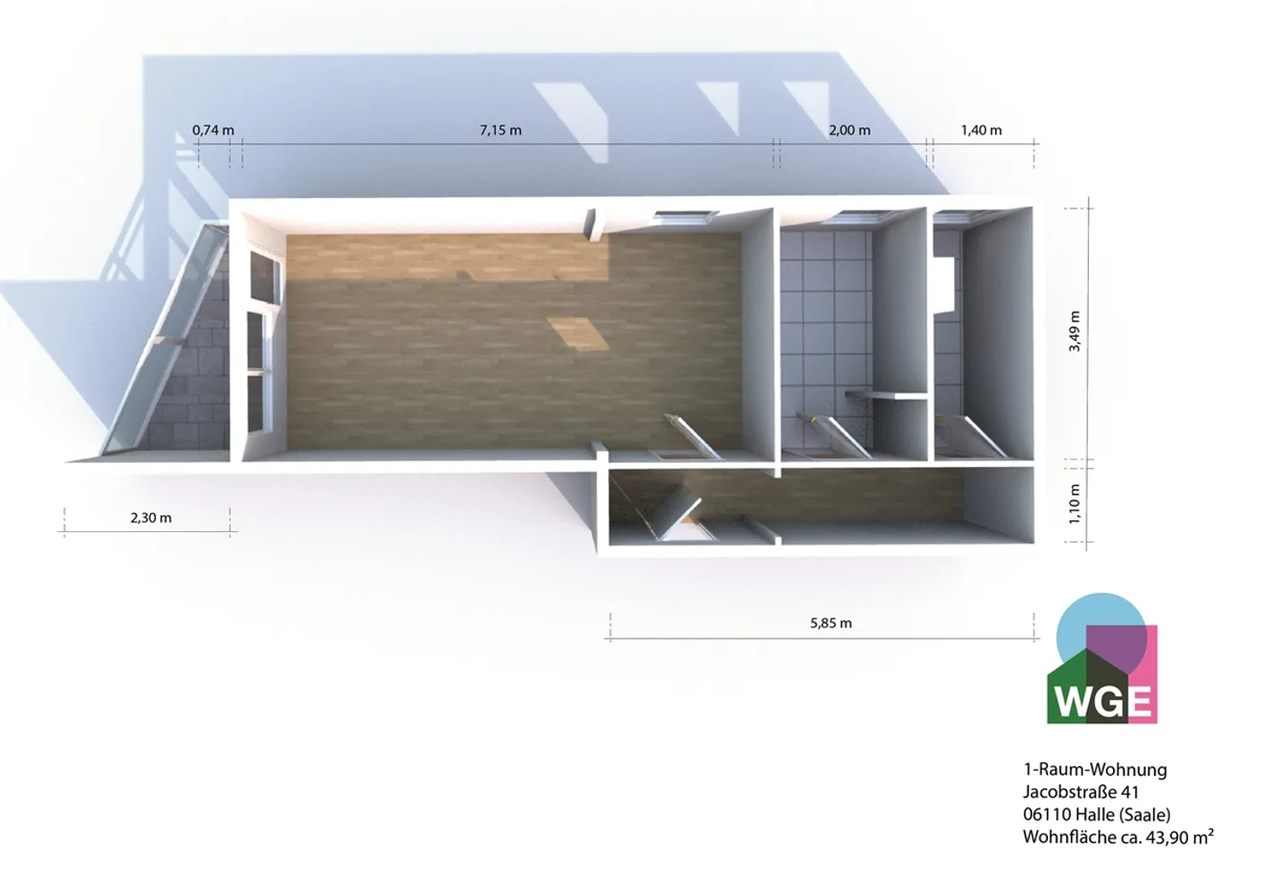 1 Zimmer Wohnung mit 44 m² in Halle (Saale) – Bild 6
