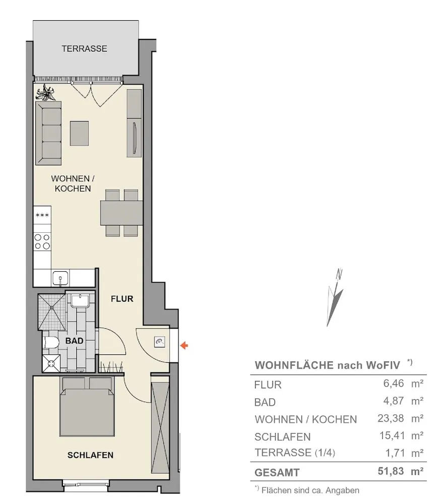 2 Zimmer Wohnung mit 52 m² in Dresden – Bild 2